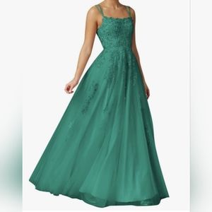 Tulle A-Line Formal/Prom Dress Peacock Green Size 0 New!